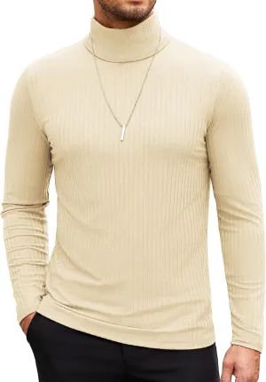 COOFANDY Men's Turtleneck Sweater Slim Fit Lightweight Basic Ribbed Sweaters