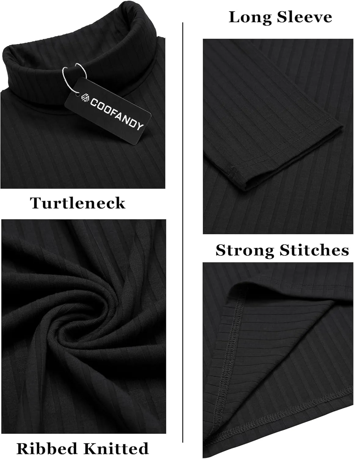 COOFANDY Men's Turtleneck Sweater Slim Fit Lightweight Basic Ribbed Sweaters