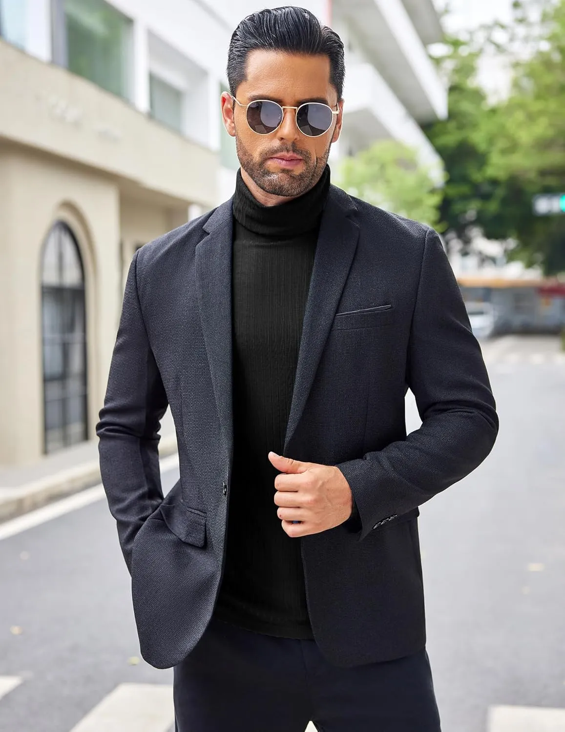 COOFANDY Men's Turtleneck Sweater Slim Fit Lightweight Basic Ribbed Sweaters