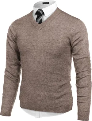COOFANDY Mens V Neck Dress Sweater Long Sleeve Slim Fit Fashion Pullover Sweater