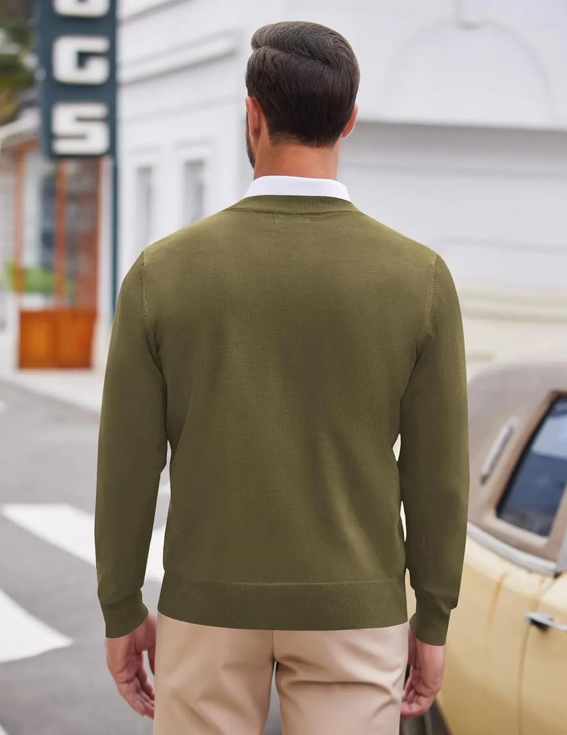 COOFANDY Mens V Neck Dress Sweater Long Sleeve Slim Fit Fashion Pullover Sweater