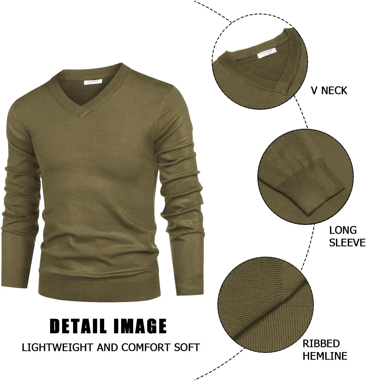 COOFANDY Mens V Neck Dress Sweater Long Sleeve Slim Fit Fashion Pullover Sweater
