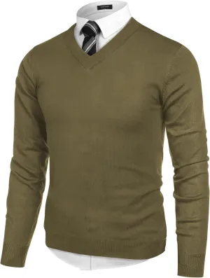 COOFANDY Mens V Neck Dress Sweater Long Sleeve Slim Fit Fashion Pullover Sweater