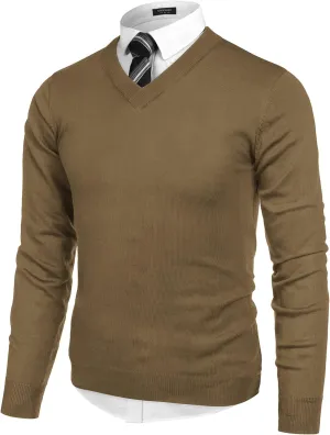 COOFANDY Mens V Neck Dress Sweater Long Sleeve Slim Fit Fashion Pullover Sweater