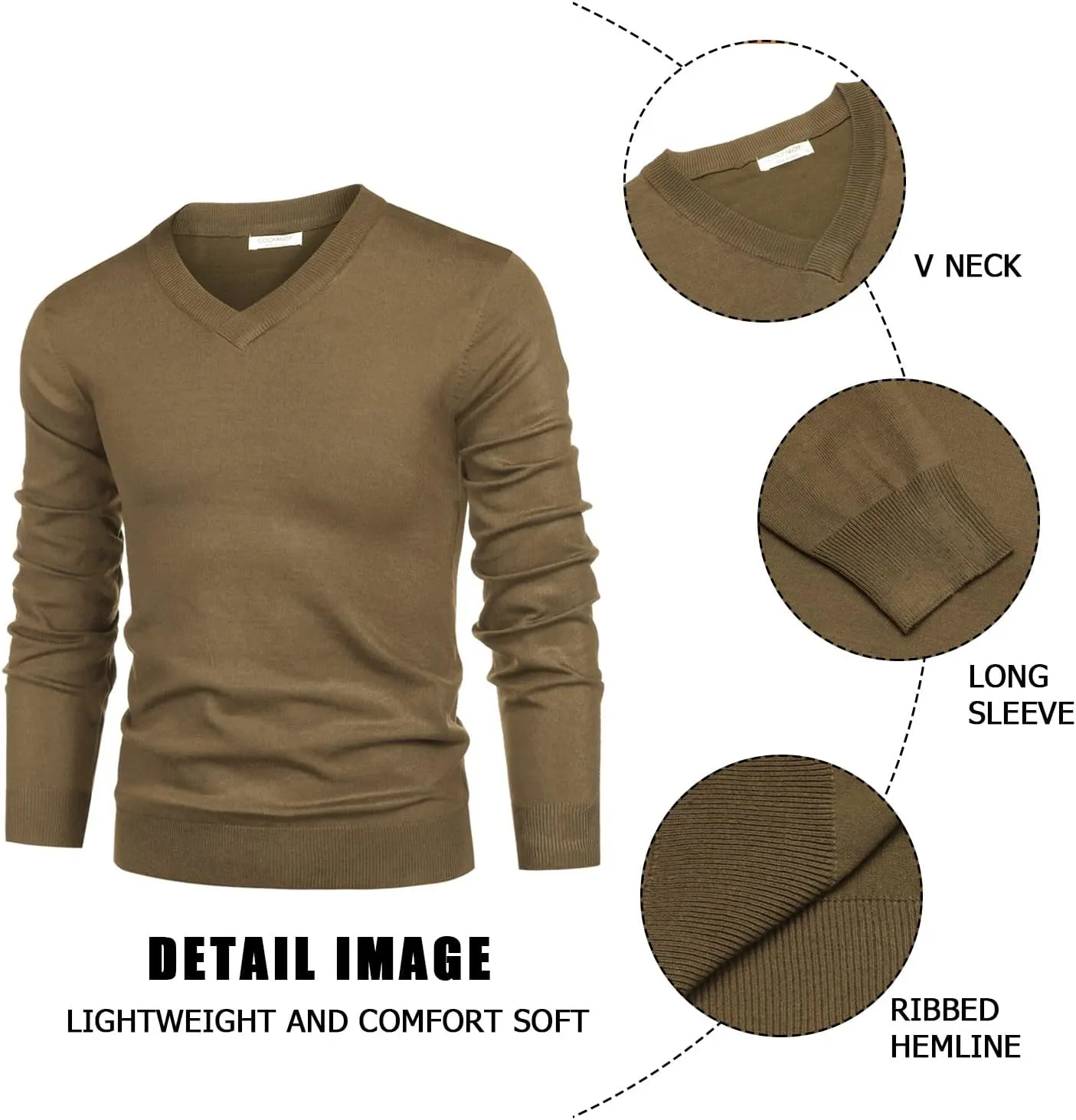 COOFANDY Mens V Neck Dress Sweater Long Sleeve Slim Fit Fashion Pullover Sweater