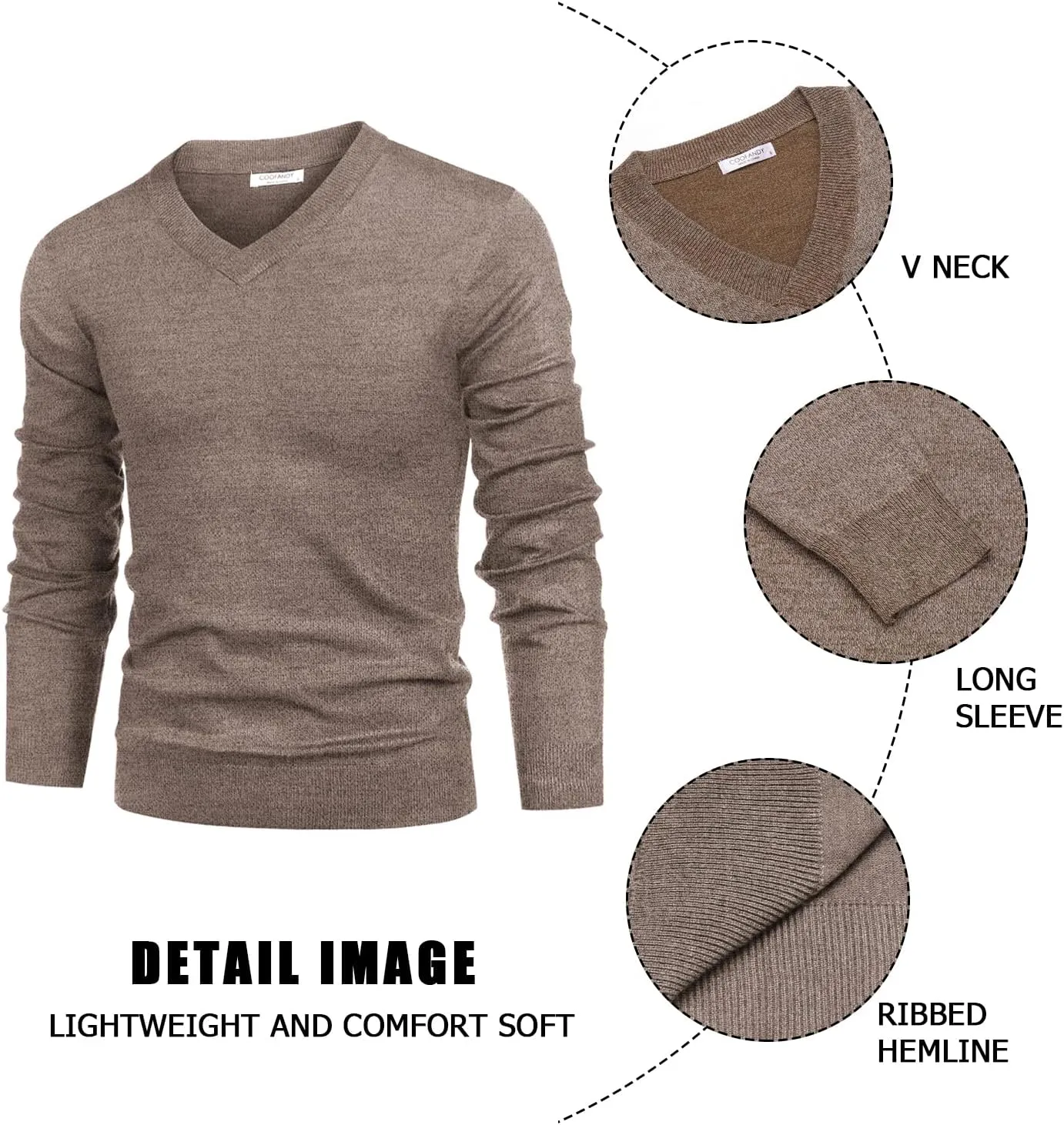 COOFANDY Mens V Neck Dress Sweater Long Sleeve Slim Fit Fashion Pullover Sweater