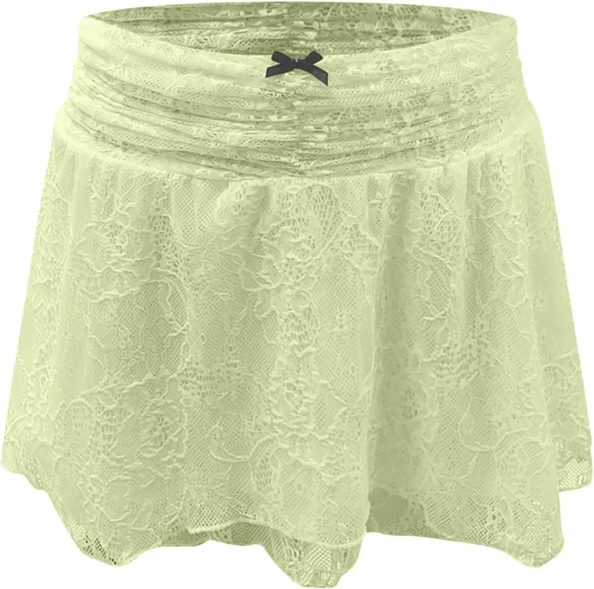 cooki Lace Mini Skirt for Women Y2k, Women's Cute Flowy Pleated Mini Skirt Sexy Lace High Waisted Ruffle Short Skirts