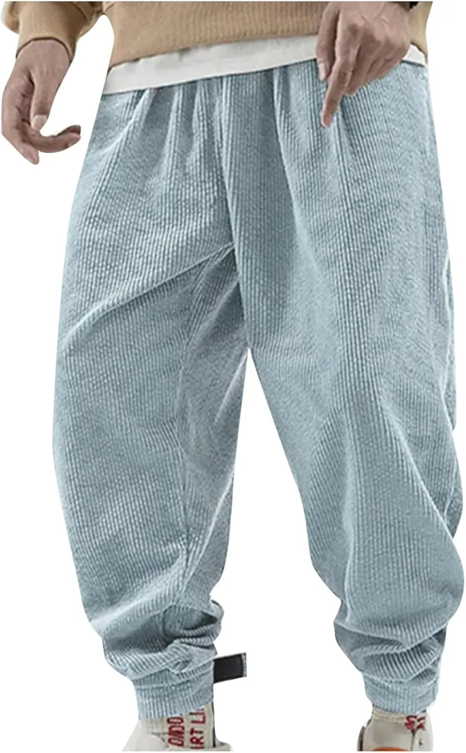 Corduroy Pants for Men Relaxed Fit Loose Tapered Joggers Casual Elastic Waist Outdoor Comfort Tapered Trousers