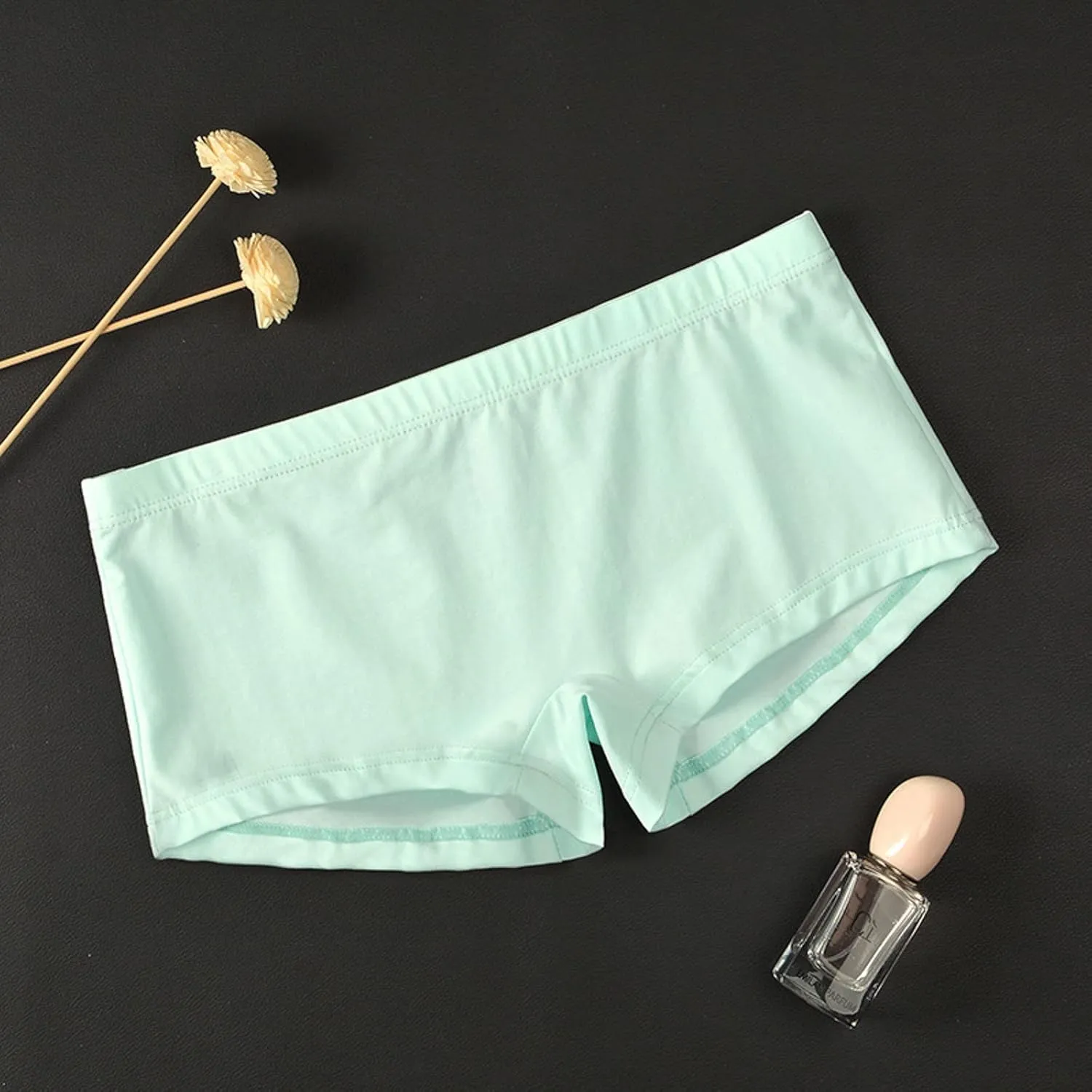 Cotton Boxer Briefs for Men Sexy Low-Waist Underwears Soft Breathable Underpants Seamless Solid Color Boyshort