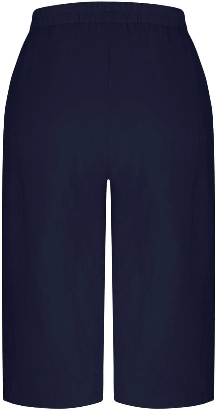 Cotton Linen Cropped Pants Women 3/4 Length Trousers Solid Wide Leg Capri Pant Summer Breathable Trouser Baggy Capris