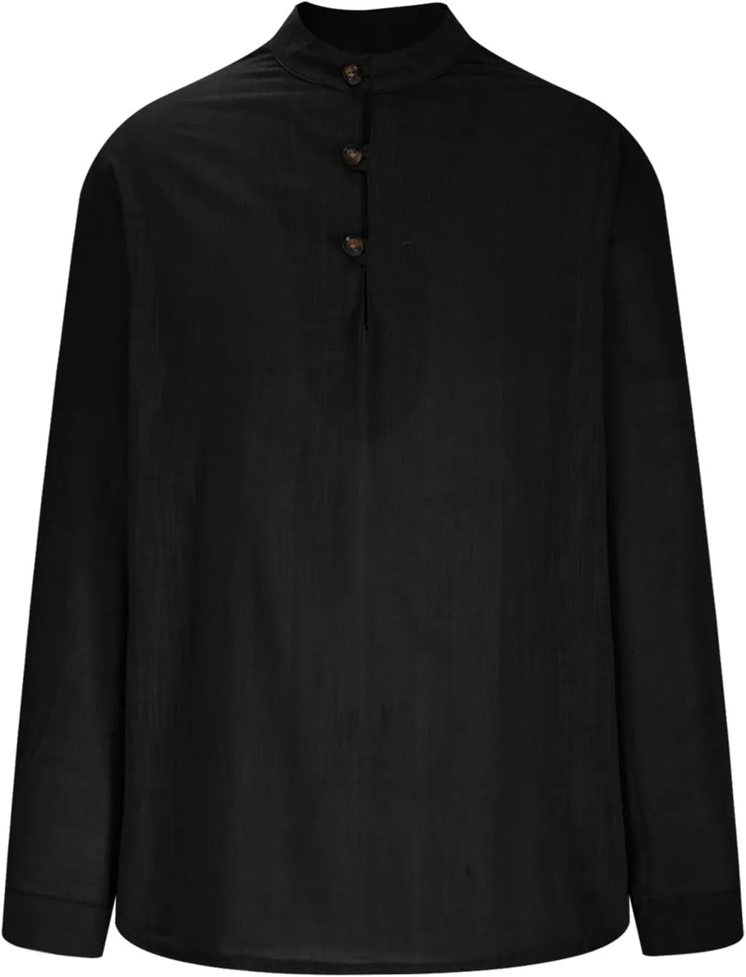 Cotton Linen Shirt Men Long Sleeve Solid Color Loose Trendy Casual Tees Shirts Loose Beach Band Collar Blouses 2025