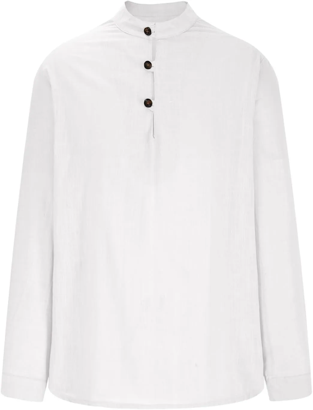 Cotton Linen Shirt Men Long Sleeve Solid Color Loose Trendy Casual Tees Shirts Loose Beach Band Collar Blouses 2025