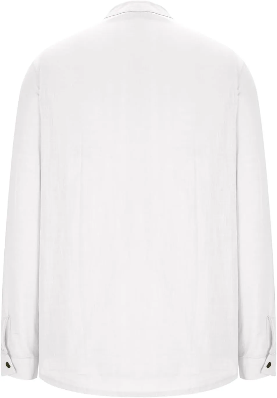Cotton Linen Shirt Men Long Sleeve Solid Color Loose Trendy Casual Tees Shirts Loose Beach Band Collar Blouses 2025
