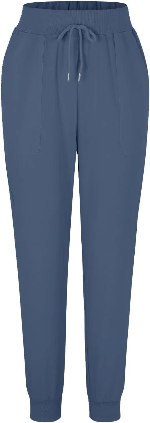 Cotton Linen Tapered Pants Womens Summer Drawstring Elastic Waisted Pant Casual Joggers Travel Trousers with Pockets