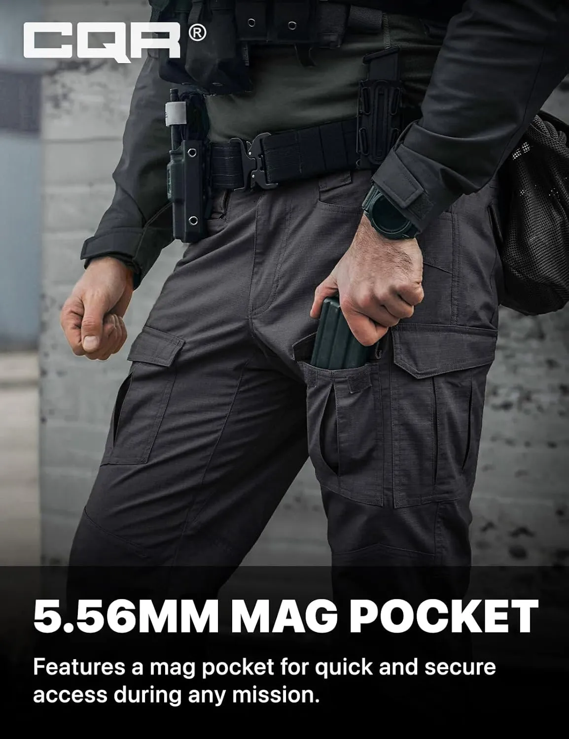 CQR Men's Flex Ripstop Tactical Pants, Water Resistant Stretch Cargo Pants, Lightweight EDC Hiking Work Pants