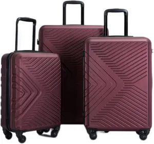 CuisinSmart 3 Piece Luggage Sets 20"/24"/28" Lightweight Hardshell Suitcase With 2 Hooks, Spinner Wheels, TSA Lock For Travel Red As shown