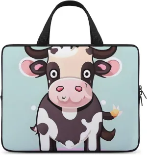 Cute Black Cow Laptop Bag Durable Laptop Sleeve Water-Resistant Notebook Bag for Computer Or Tablet