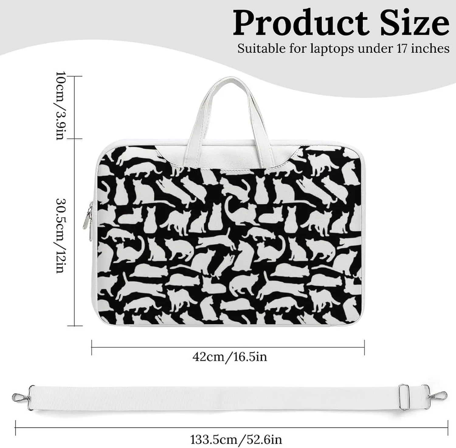 Cute Cats Leather Bag Laptop Case Slim Water Resistant Computer Bags with Handle Briefcase for Work