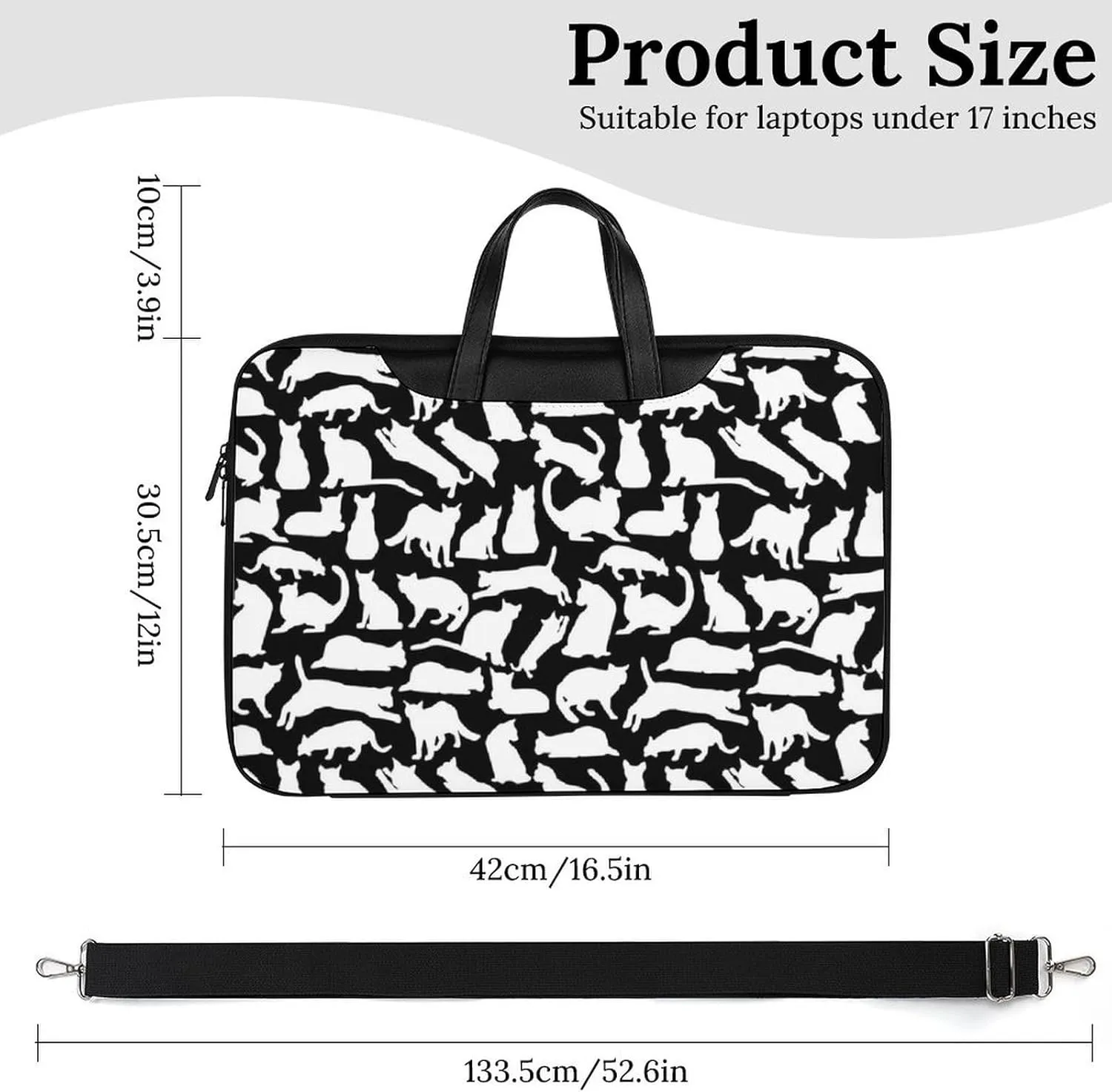 Cute Cats Leather Bag Laptop Case Slim Water Resistant Computer Bags with Handle Briefcase for Work