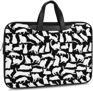 Cute Cats Leather Bag Laptop Case Slim Water Resistant Computer Bags with Handle Briefcase for Work