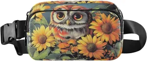 Cute Owl Fanny Pack Water Resistant, Women Men Waist Pack Sling Bag Purse for Travel Hiking