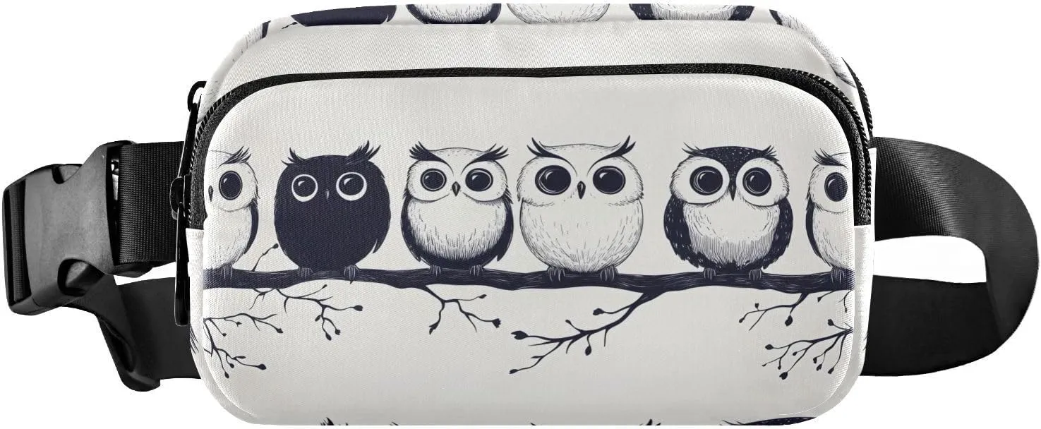 Cute Owls Fanny Pack Water Resistant, Women Men Waist Pack Sling Bag Purse for Travel Hiking