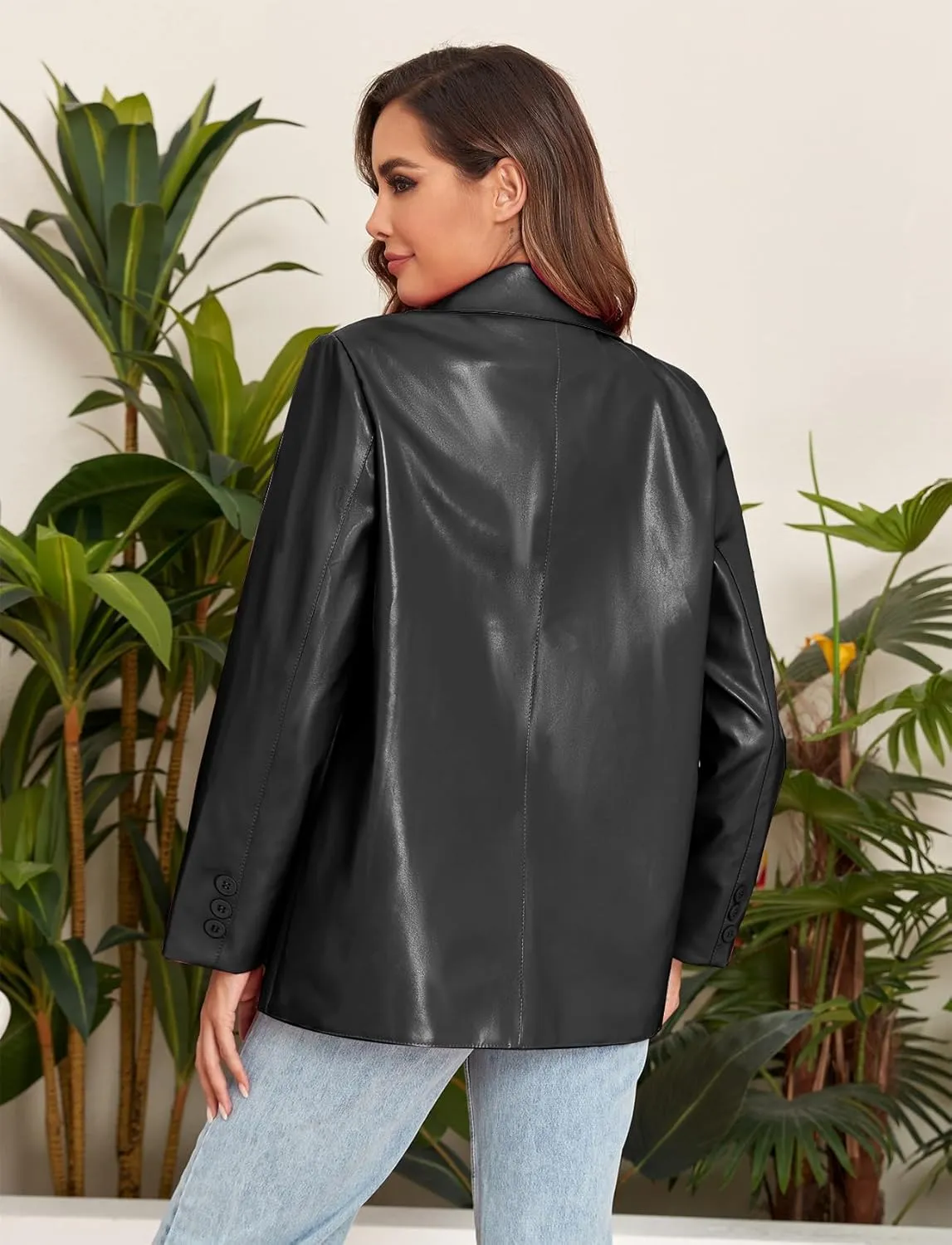 CYCLAMEN 2024 Fall Womens Faux Leather Jacket Blazer Motorcycle Coats Winter Outfits Clothes