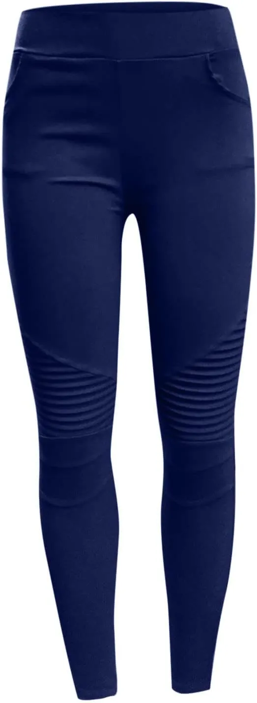 Dademeo Women Skinny Pants High Waisted Stretch Slim Pencil Trousers Ruched Side Zipper Workout Gym Leggings Skinny Tights