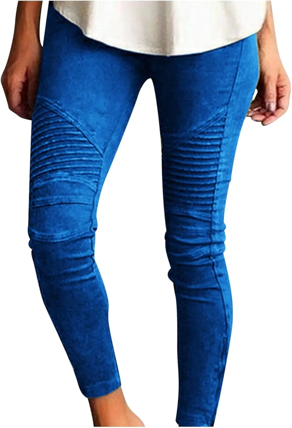 Dademeo Women Skinny Pants High Waisted Stretch Slim Pencil Trousers Ruched Side Zipper Workout Gym Leggings Skinny Tights