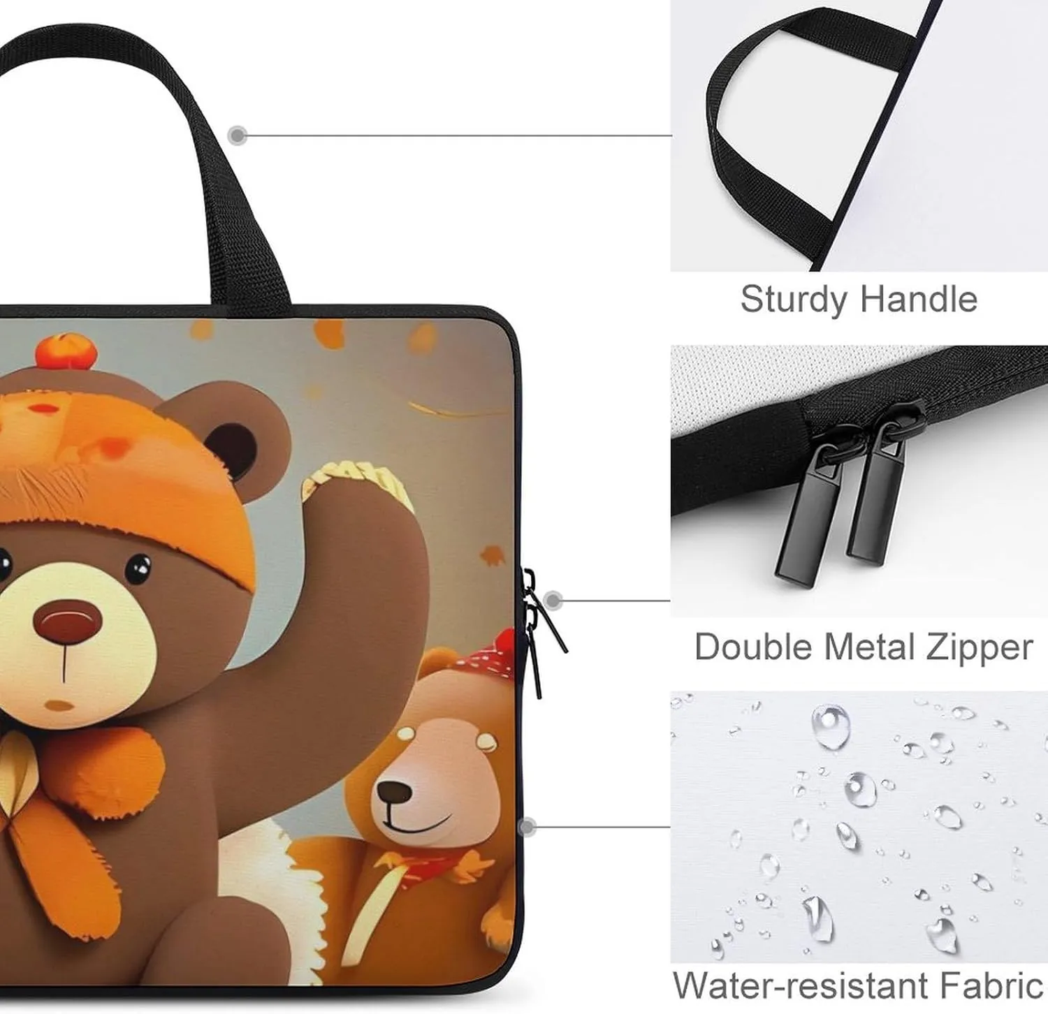 Dancing Thanksgiving Bear Laptop Bag Durable Laptop Sleeve Water-Resistant Notebook Bag for Computer Or Tablet