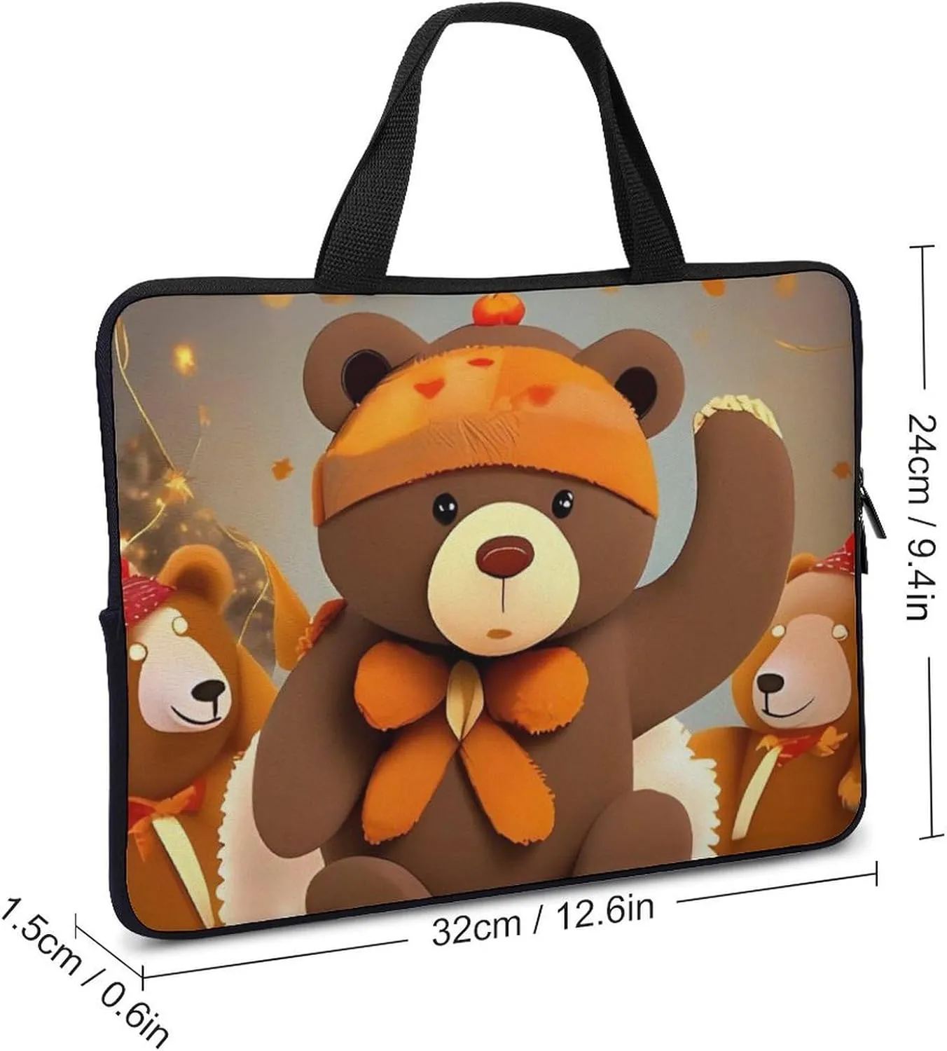 Dancing Thanksgiving Bear Laptop Bag Durable Laptop Sleeve Water-Resistant Notebook Bag for Computer Or Tablet