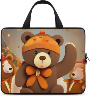 Dancing Thanksgiving Bear Laptop Bag Durable Laptop Sleeve Water-Resistant Notebook Bag for Computer Or Tablet