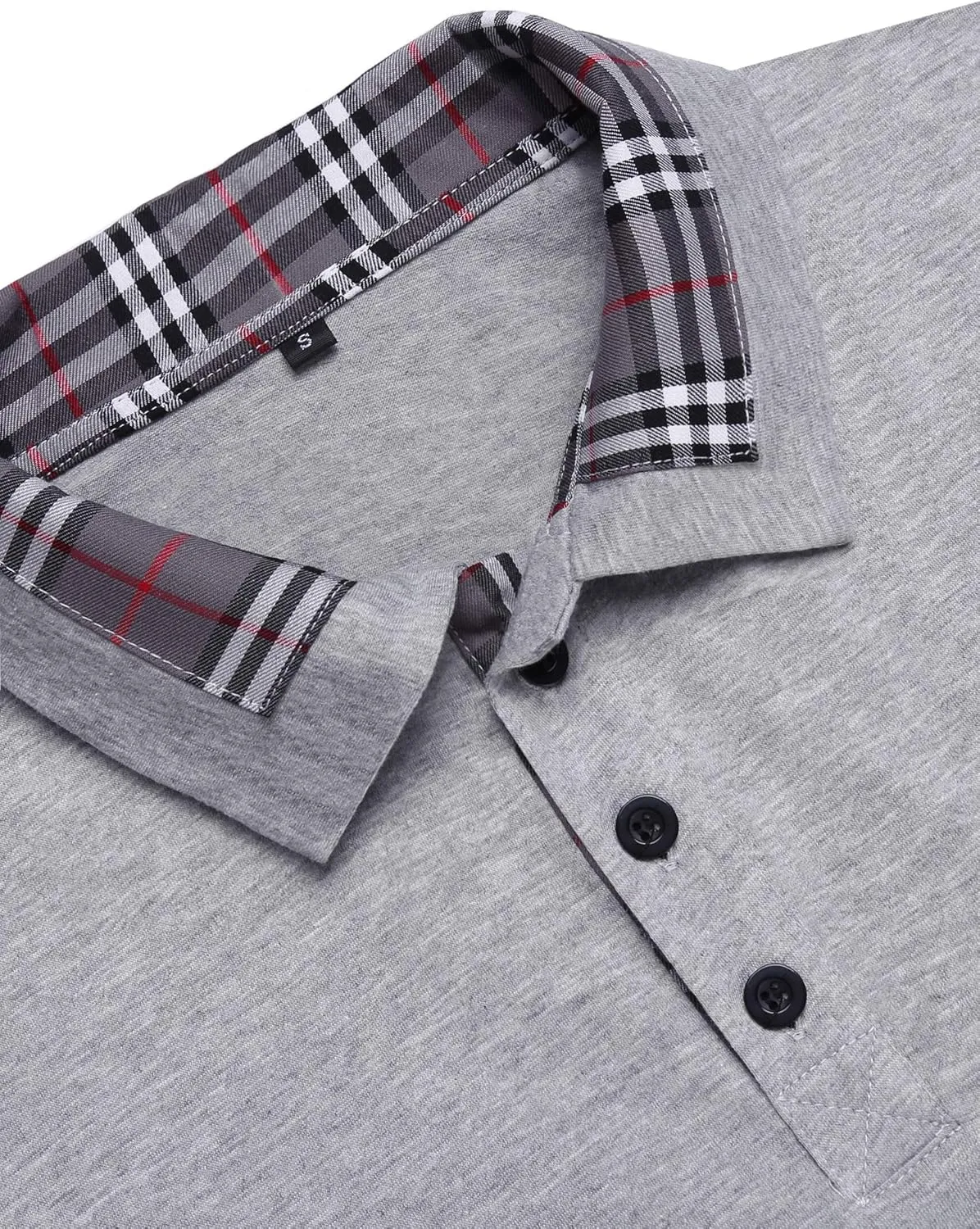 Daupanzees Men's Classic Casual Short Sleeve Plaid Collar Jersey Polo Shirt