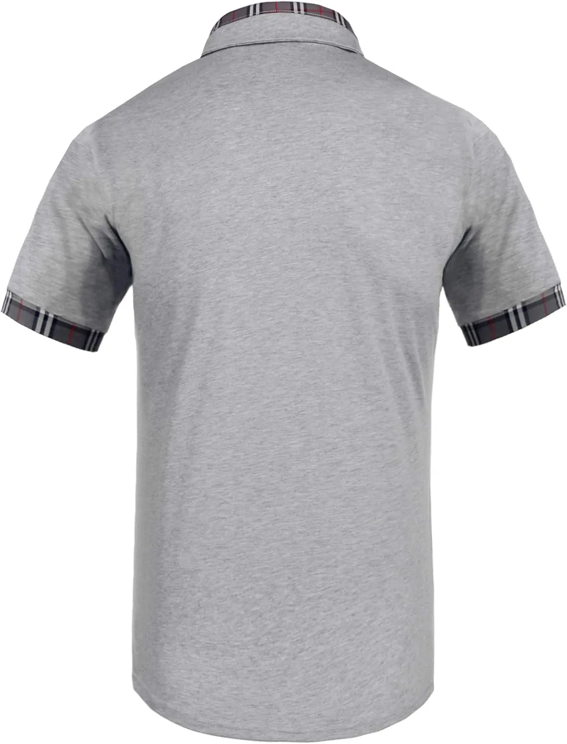 Daupanzees Men's Classic Casual Short Sleeve Plaid Collar Jersey Polo Shirt