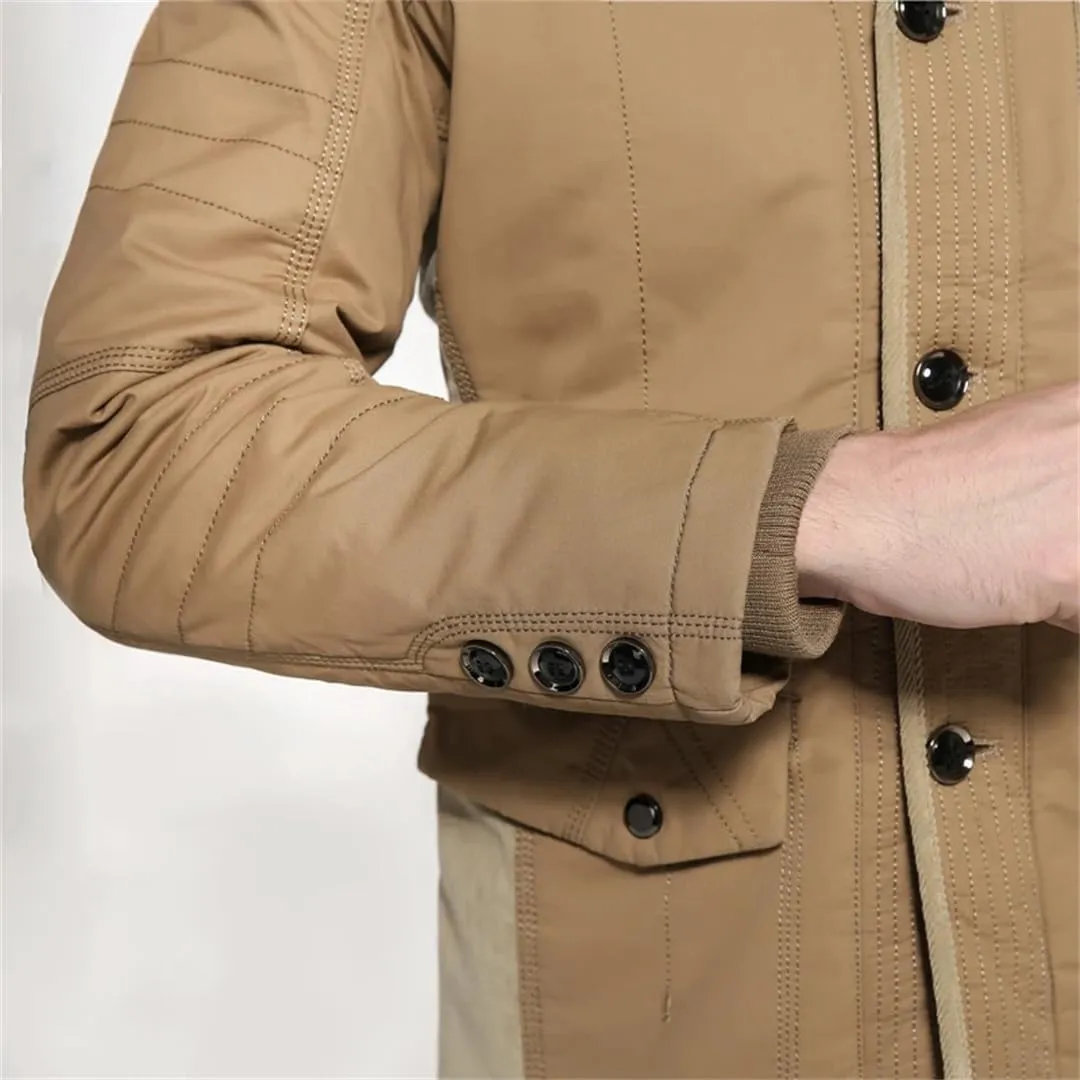Dbdkejj Men Warm Winter Parka Hooded Cotton Padded Thick Slim Fit Casual Coat