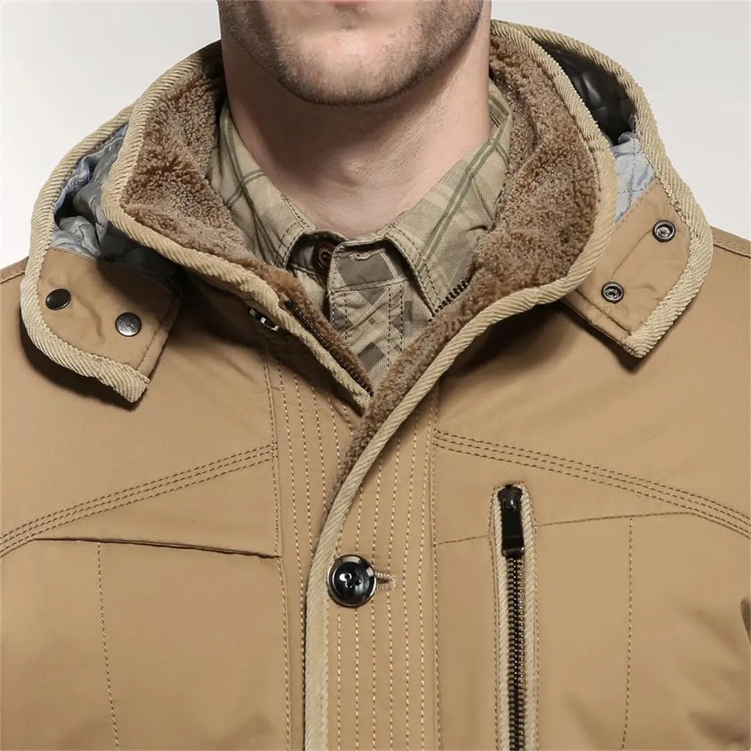 Dbdkejj Men Warm Winter Parka Hooded Cotton Padded Thick Slim Fit Casual Coat