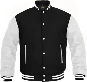 Deckra Boys Varsity Jacket Leather Arms Wool Polyester Quilted Kids/Children Varsity Jacket