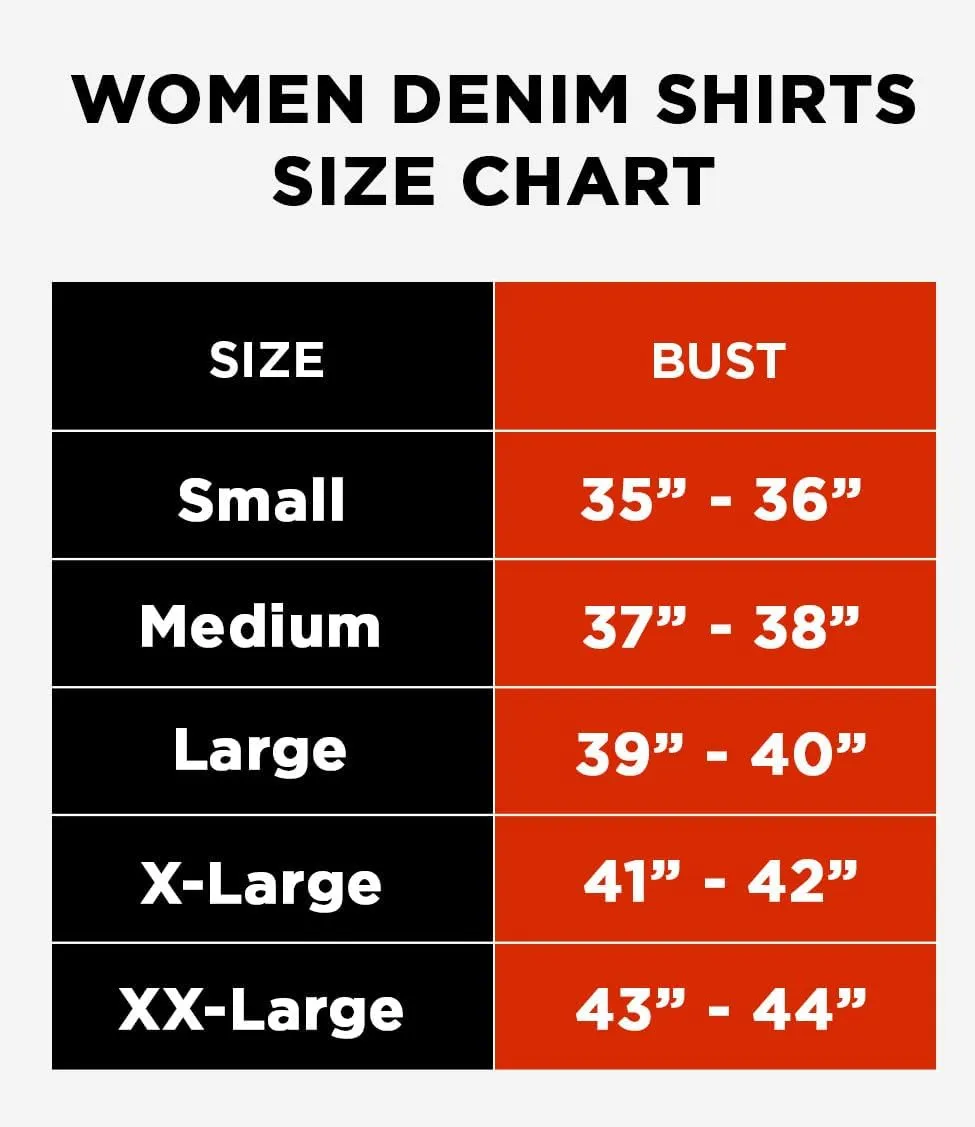 Decrum Denim Shirt Women Long Sleeve - Trendy Lightweight Red and Blue Jean Shirts for Women Denim Top