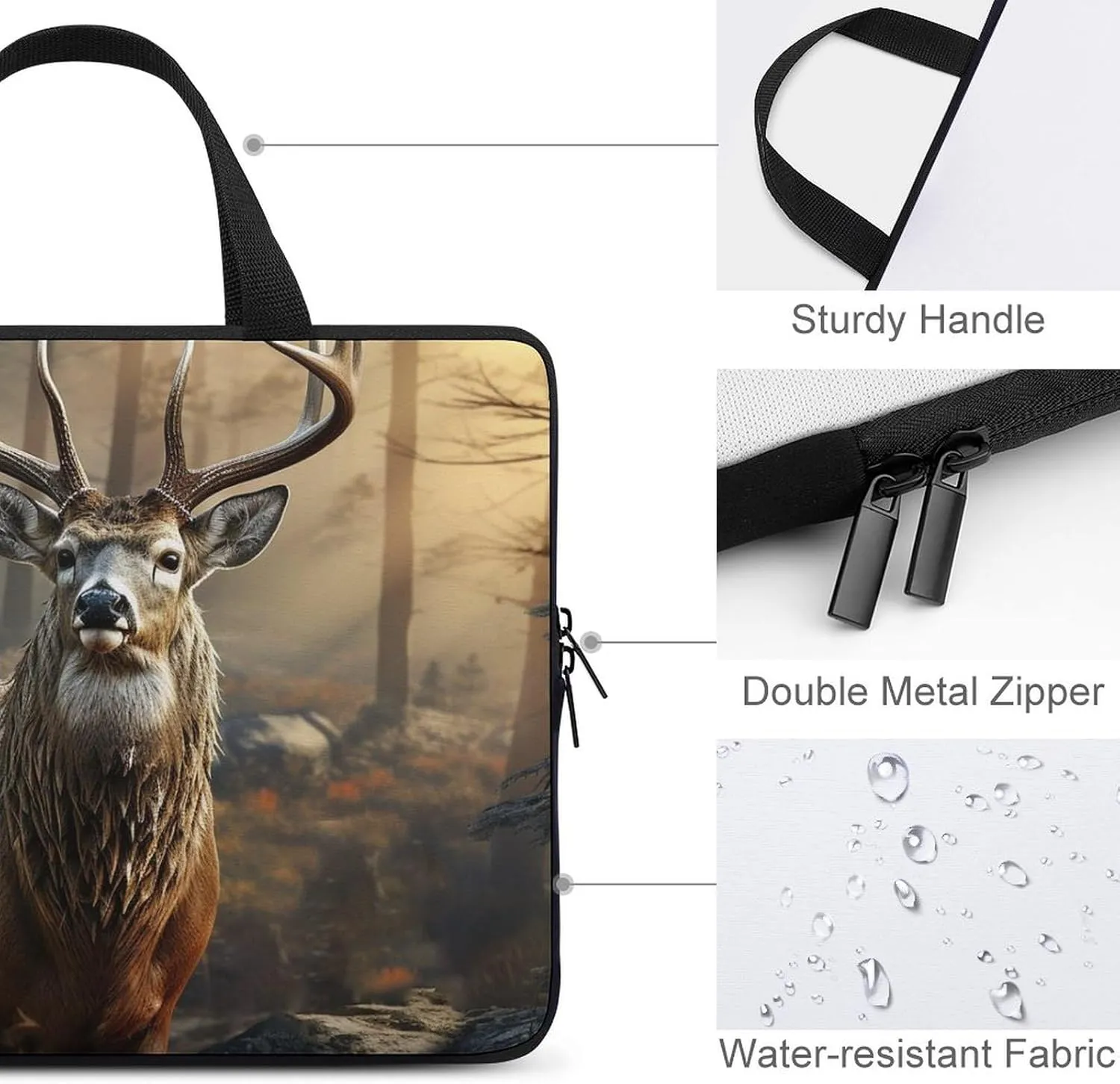 Deer Hunting Season Laptop Bag Durable Laptop Sleeve Water-Resistant Notebook Bag for Computer Or Tablet
