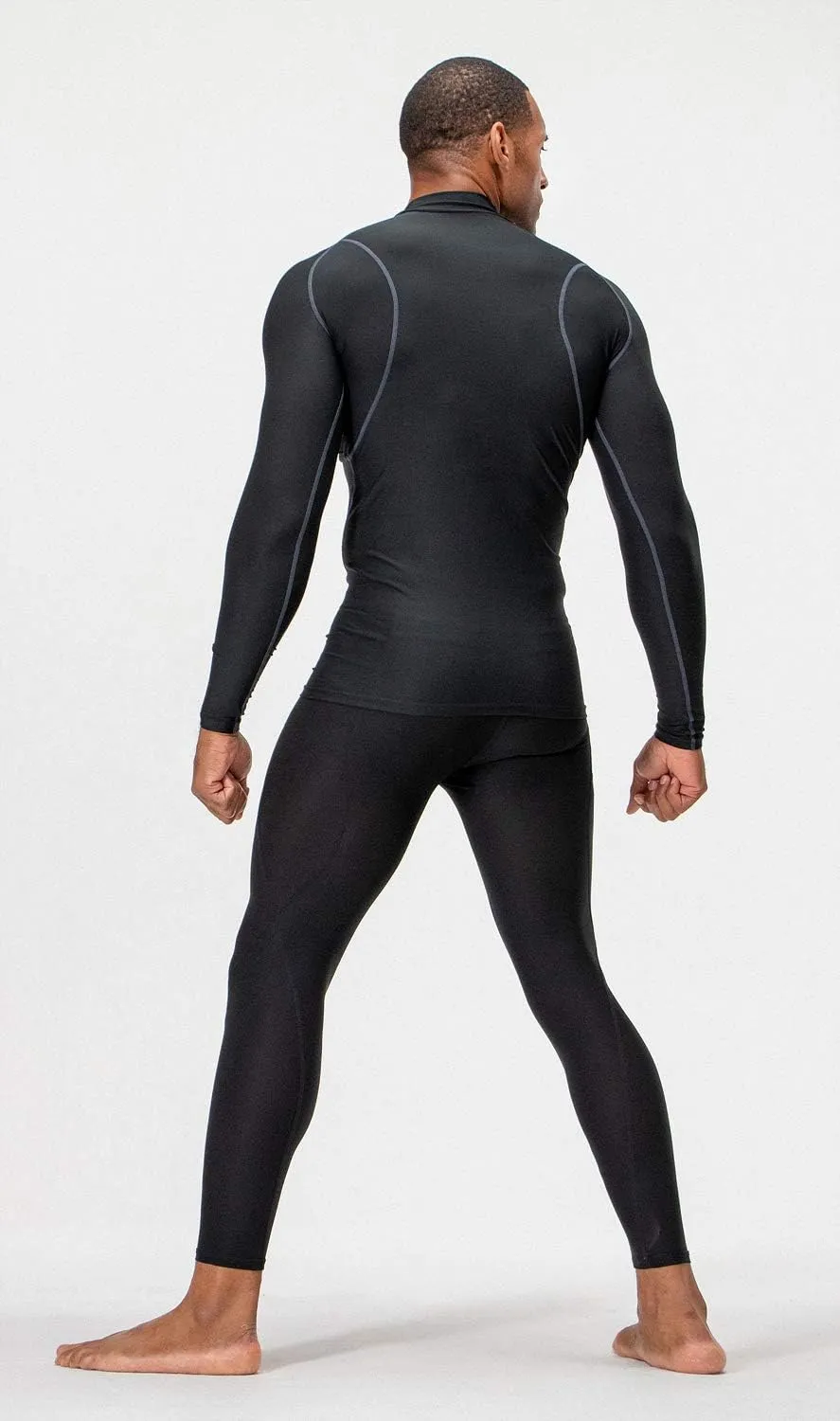 DEVOPS 3 Pack Men's Athletic Turtle Neck Long Sleeve Compression Shirts