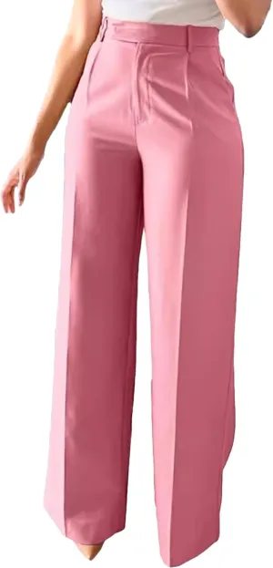DGHM-JLMY Women's Commuter high Waist Draped Trousers Temperament Straight Leg Wide Leg Pants Business Essentials Suit Pant