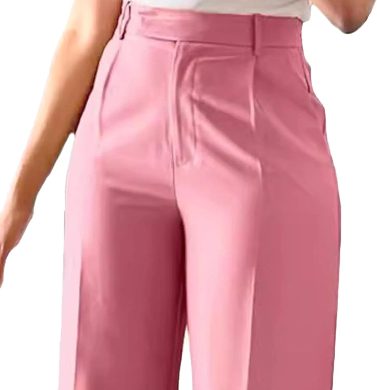 DGHM-JLMY Women's Commuter high Waist Draped Trousers Temperament Straight Leg Wide Leg Pants Business Essentials Suit Pant