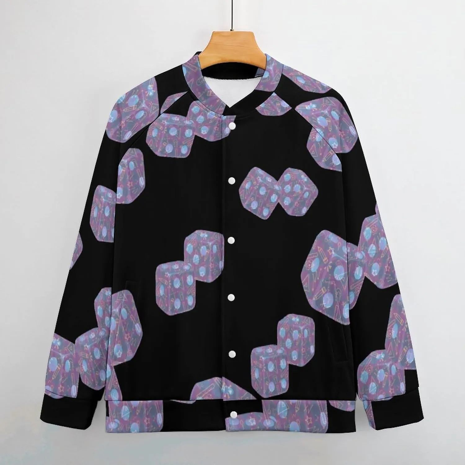 Dice Math Physics Lightweight Men's Baseball Jackets Relaxed Fit Varsity Bomber Jacket Windbreaker Coat
