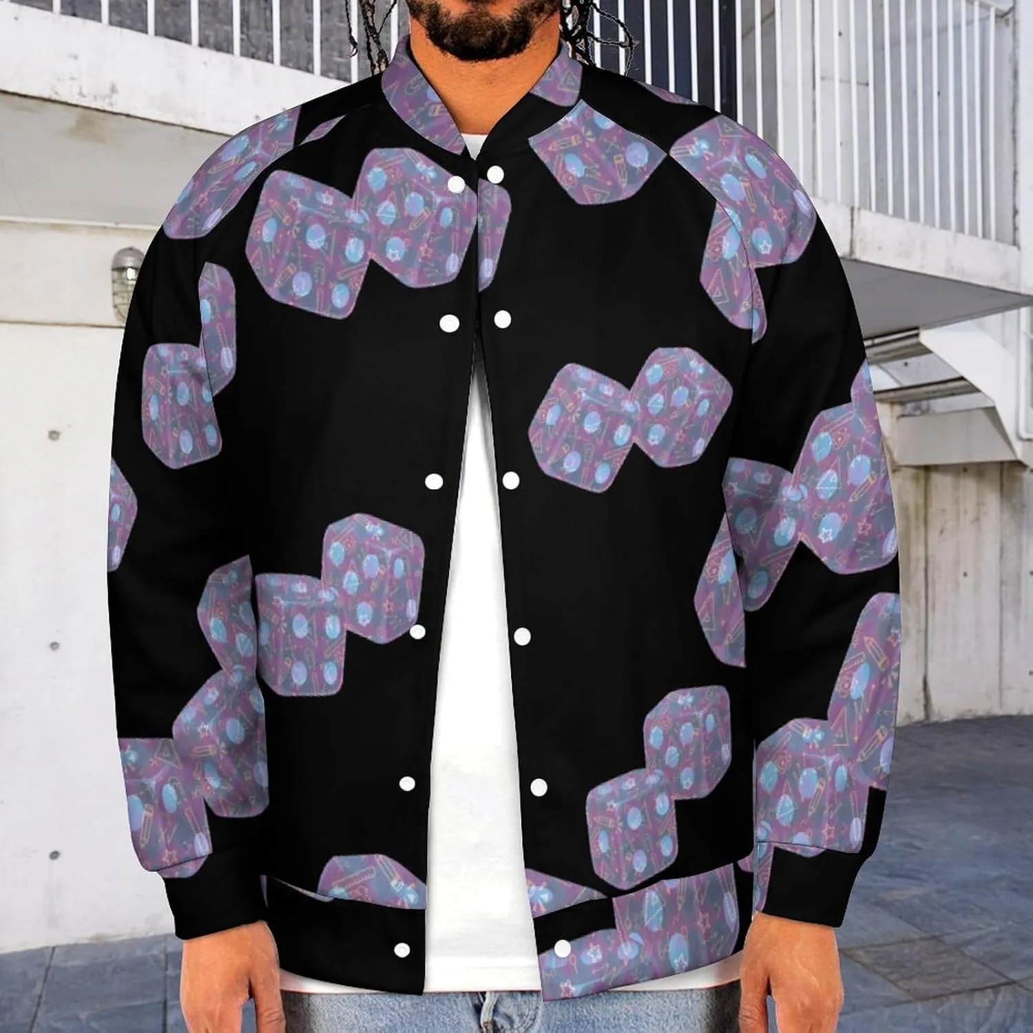 Dice Math Physics Lightweight Men's Baseball Jackets Relaxed Fit Varsity Bomber Jacket Windbreaker Coat