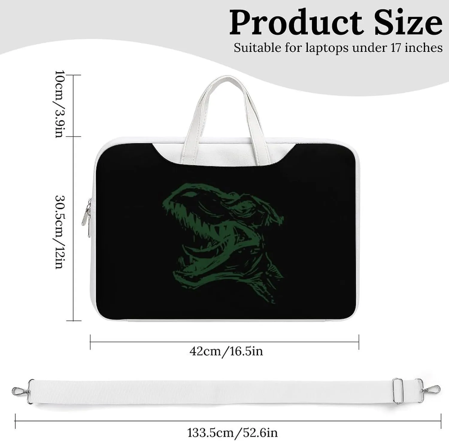 Dinosaur Head Leather Bag Laptop Case Slim Water Resistant Computer Bags with Handle Briefcase for Work