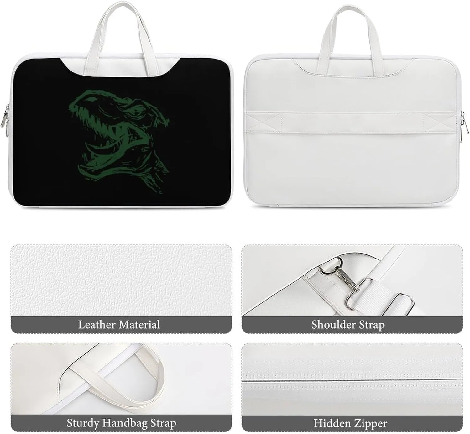 Dinosaur Head Leather Bag Laptop Case Slim Water Resistant Computer Bags with Handle Briefcase for Work