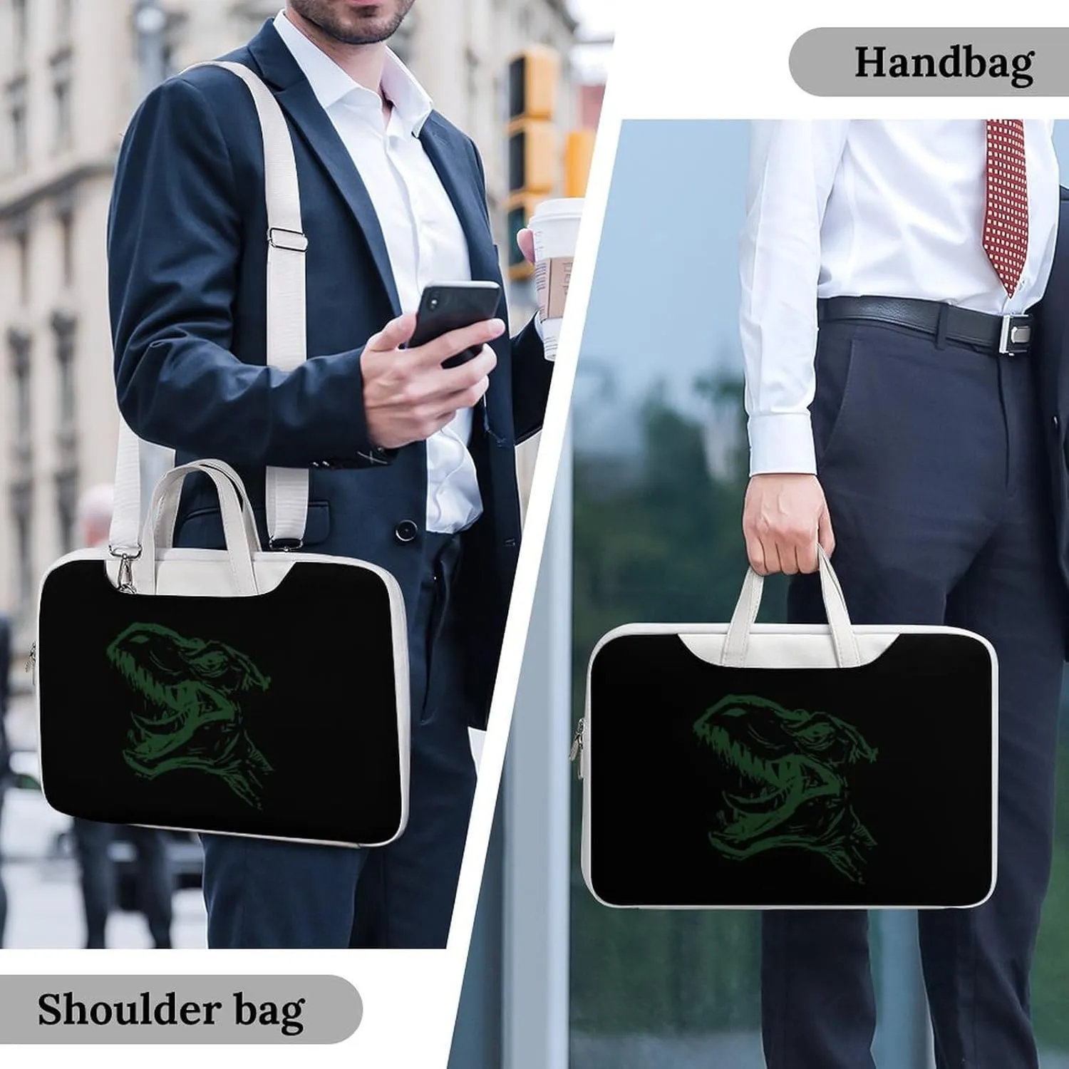 Dinosaur Head Leather Bag Laptop Case Slim Water Resistant Computer Bags with Handle Briefcase for Work