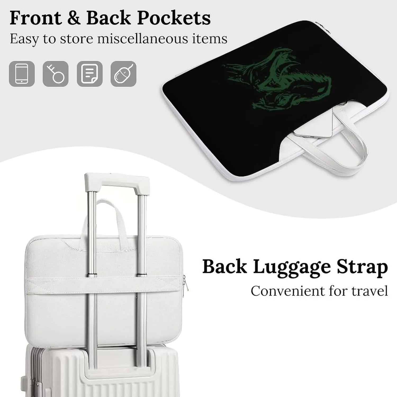 Dinosaur Head Leather Bag Laptop Case Slim Water Resistant Computer Bags with Handle Briefcase for Work