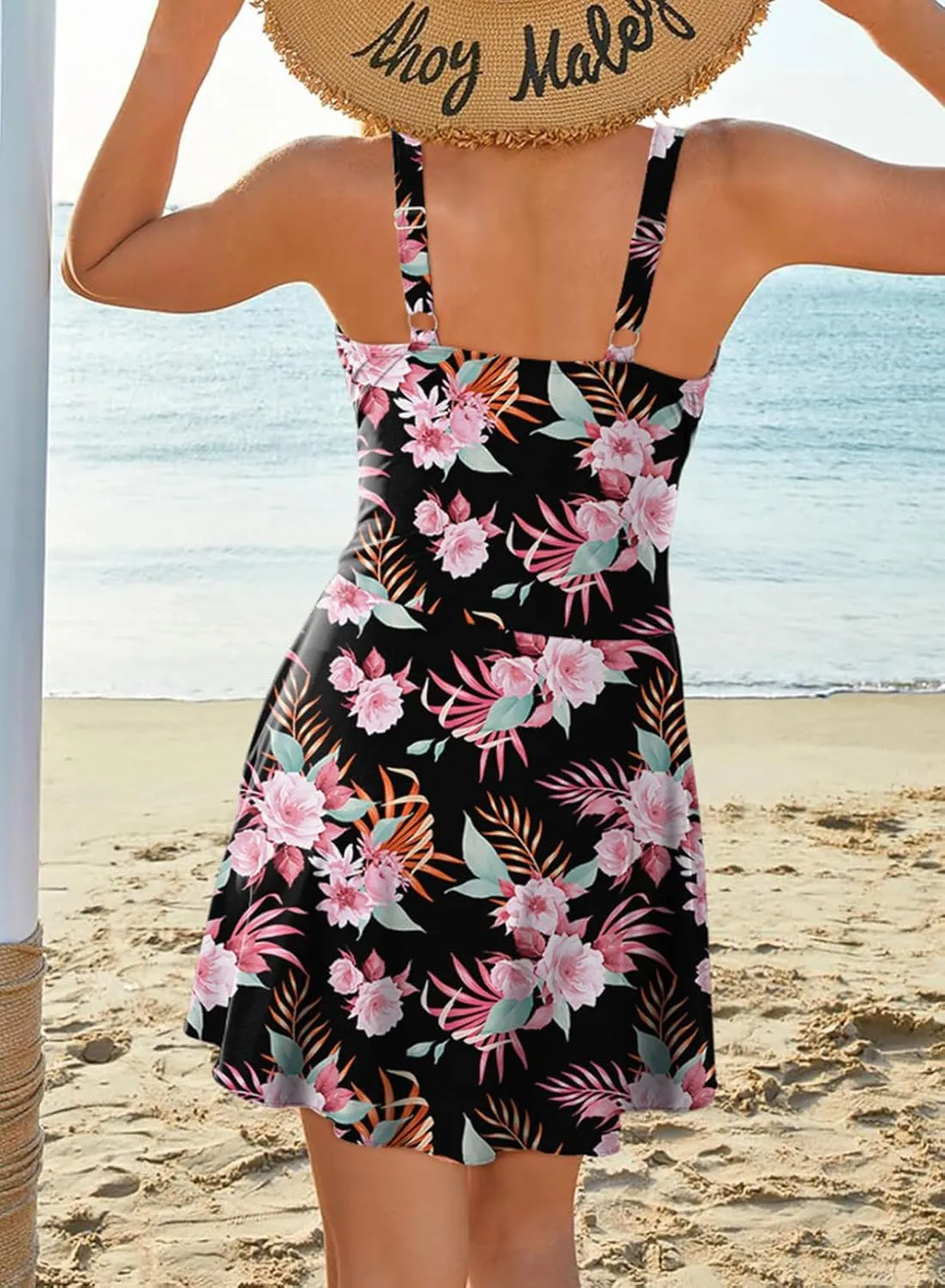 Dokotoo Womens Swimsuits One Piece Swim Suits for Women 2024 Tummy Control Bathing Suit Swim Dress Swimwear