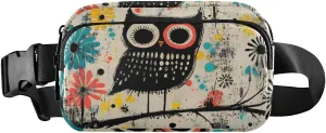 Doodle Owl Fanny Pack Water Resistant Waist Pack Sling Bag Purse for Women Men Travel Hiking